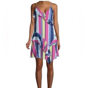 Parker sleeveless asymmetrical ruffle dress size S